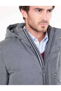 Abrigo Hombre El Ganso Acolchado Largo Franela 1040W240023 Gris