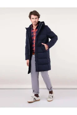 Abrigo Hombre El Ganso Acolchado Largo Franela 1040W240022 Marino