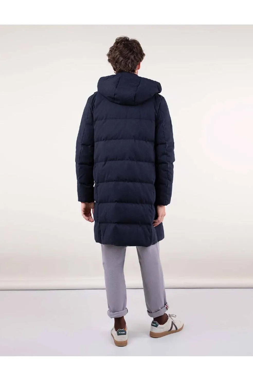 Abrigo Hombre El Ganso Acolchado Largo Franela 1040W240022 Marino