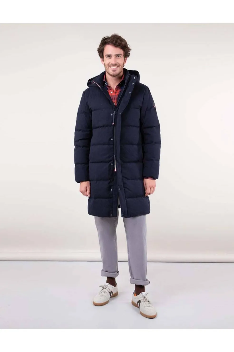 Abrigo Hombre El Ganso Acolchado Largo Franela 1040W240022 Marino