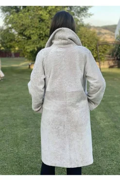 abrigo piel vuelta reversible Medinapiel perla beige negro