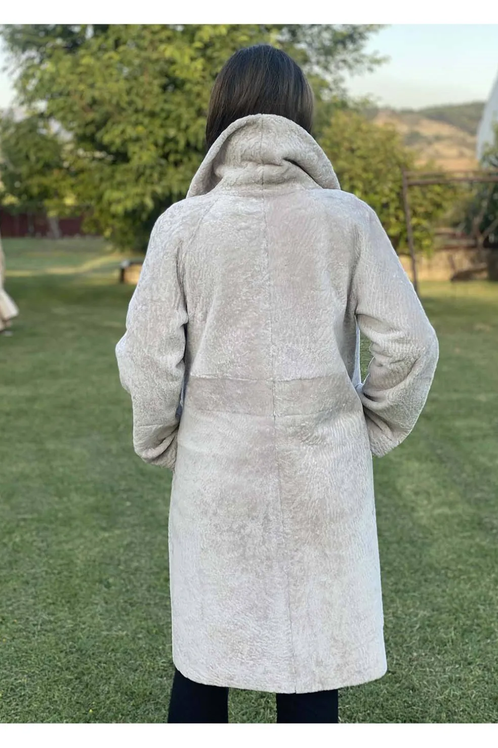 abrigo piel vuelta reversible Medinapiel perla beige negro