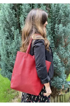 Bolso Shopping de Piel Medinapiel Rojo