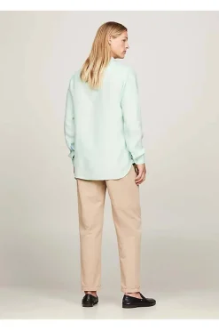 camisa Tommy Hilfiger de lino teñido con pigmentos mw0mw34602 lxz