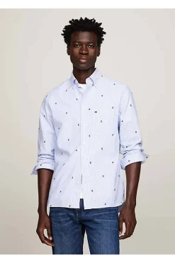 camisa Tommy Hilfiger global stripe de corte regular mw0mw34608 0a5