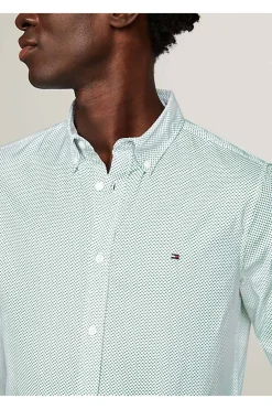 camisa Tommy Hilfiger th flex slim con microestampado mw0mw33762 0h7