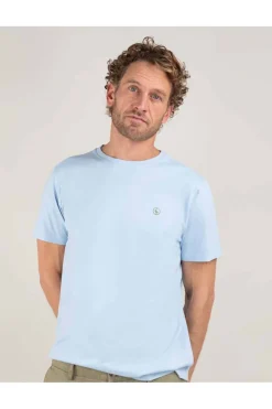 camiseta Hombre El Ganso 1100s 250067 cuello caja garment dyed celeste