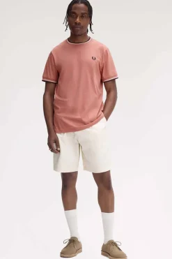 camiseta hombre Fred Perry m1588 y63 rosa crudo azul marino