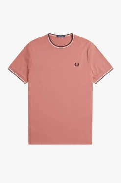 camiseta hombre Fred Perry m1588 y63 rosa crudo azul marino