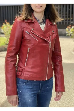 Cazadora cuero estilo perfecto Tonny Red