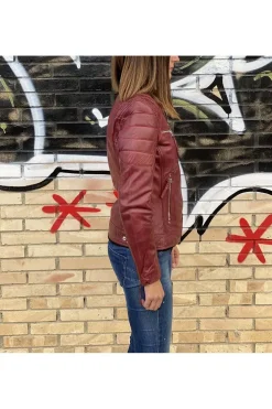 Cazadora cuero ldmdp burgundy