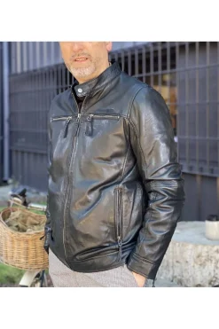 Cazadora cuero MDP biker pr506 black