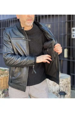 Cazadora cuero MDP biker pr506 black