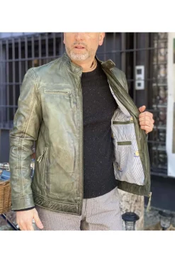 Cazadora cuero MDP biker pr506 forest