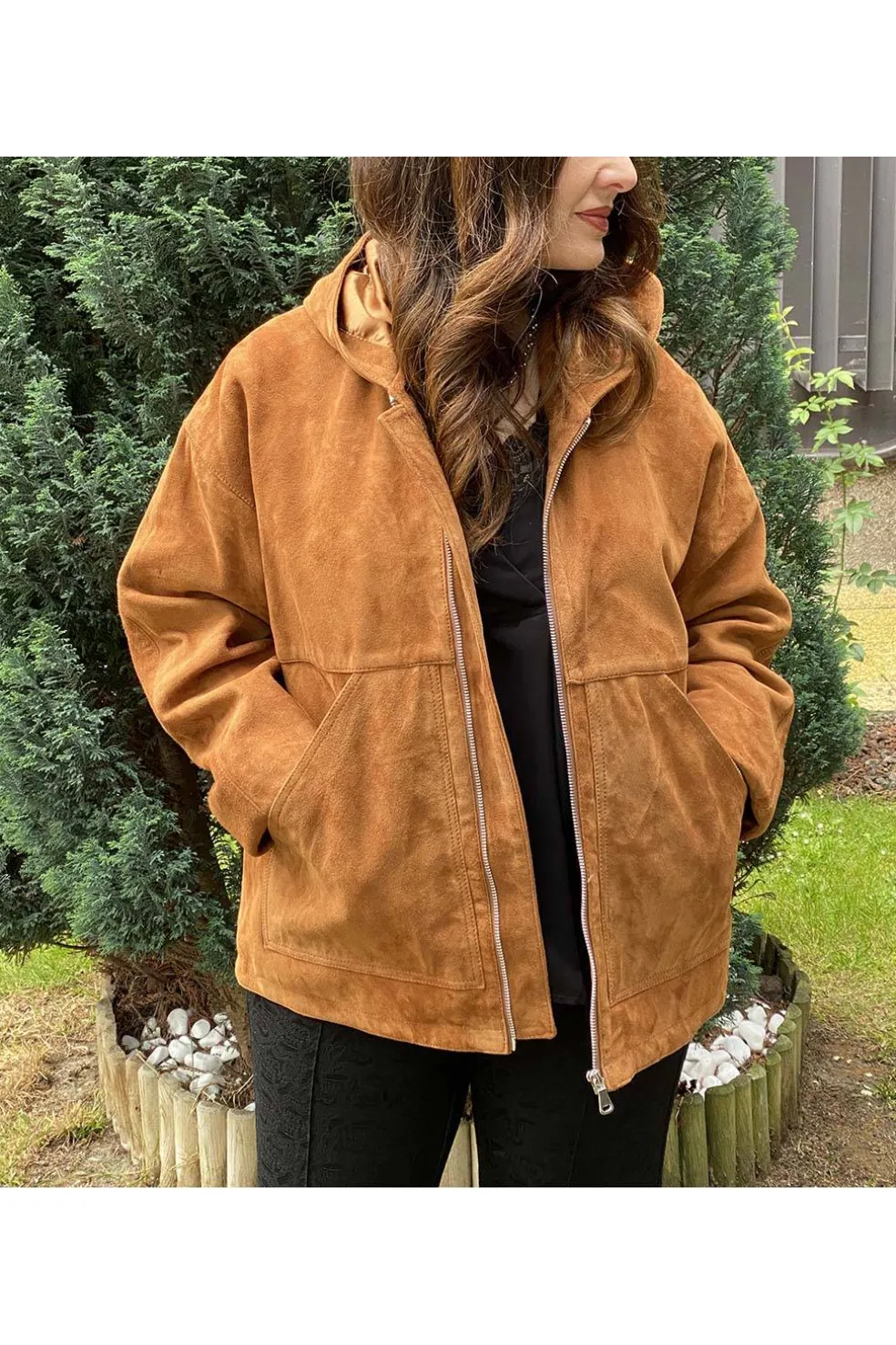 Cazadora de ante Mujer Medinapiel ventin cognac champagne