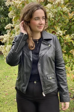 Cazadora de Cuero de Mujer MDP Julia Negro