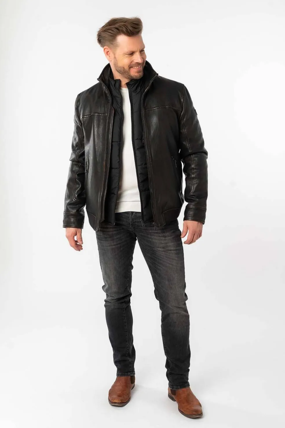 Cazadora de Cuero Hombre Mauritius bromu vintage black 1201 0769