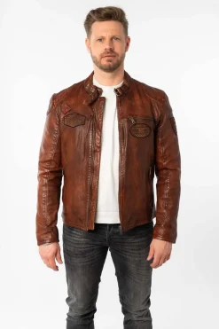 Cazadora de Cuero Hombre Mauritius kendrik 1201 0860 whiskey