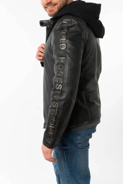 Cazadora de Cuero Hombre Mauritius hayato antique black 1201 0777