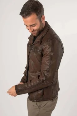 Cazadora de Cuero Hombre Mauritius santiago 1201 0729 antique cogñac