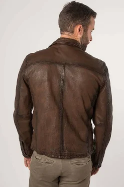 Cazadora de Cuero Hombre Mauritius santiago 1201 0729 antique cogñac