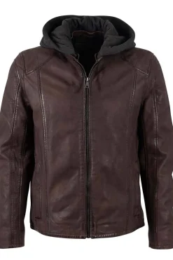 Cazadora de Cuero Hombre Mauritius kylos dark oxred