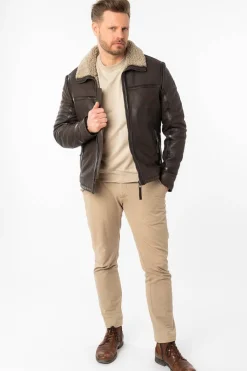 Cazadora de Cuero Hombre Mauritius Alasko 1201 0746 Dark Taupe