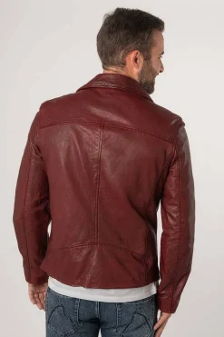 cazadora de cuero hombre Gipsy mauritius kunro dark red 1201 0735