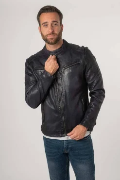 Cazadora de Cuero Hombre Mauritius Reeser 1201 0666 vintage blue