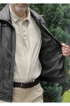 Cazadora de Cuero Hombre MDP Nacho Zeland Black