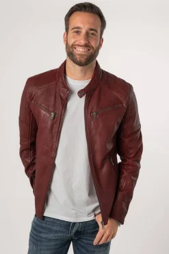 Cazadora de Cuero Hombre Mauritius Morkin 1201 0736 Dark Red