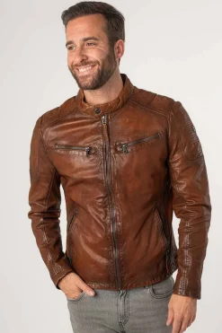 Cazadora de Cuero Hombre Mauritius Reeser 1201 0666 Cognac