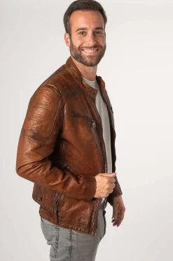 Cazadora de Cuero Hombre Mauritius Reeser 1201 0666 Cognac