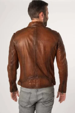 Cazadora de Cuero Hombre Mauritius Reeser 1201 0666 Cognac