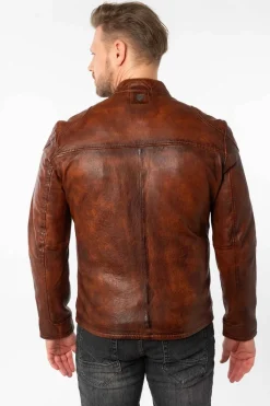 Cazadora de Cuero Hombre Mauritius chopa whiskey