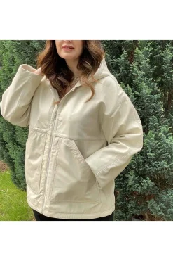 Cazadora de Cuero Mujer Medinapiel ventin polar champagne