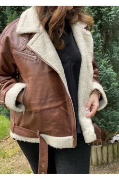 Cazadora de Cuero Mujer Medinapiel quincoces walnut garvaish