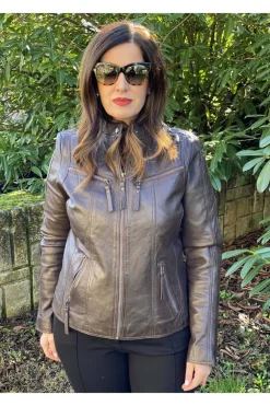 Cazadora de Cuero Mujer MDP Solly Marron