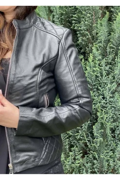 Cazadora de Cuero Mujer Medinapiel aostri black anilina l00139