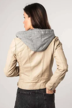 Cazadora de Cuero Mujer Mauritius Adila 1101 0672 Off White