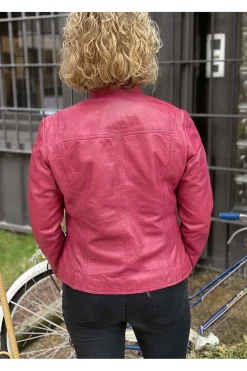 Cazadora de Cuero Mujer Medinapiel Solly Fuxia