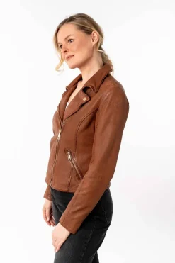 Cazadora de Cuero Mujer mauritius inessa whiskey