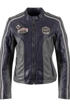 Cazadora de Cuero mujer mauritius fastyness navy 1101 0756