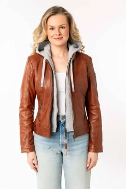 Cazadora de Cuero Mujer Mauritius aleni 1101 0779 whiskey