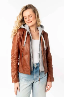 Cazadora de Cuero Mujer Mauritius aleni 1101 0779 whiskey