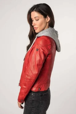 Cazadora de Cuero Mujer Mauritius Adila 1101 0672 Red