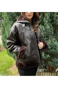 Cazadora de Cuero Mujer Medinapiel yuso brown new zeland culture