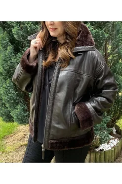 Cazadora de Cuero Mujer Medinapiel yuso brown new zeland culture