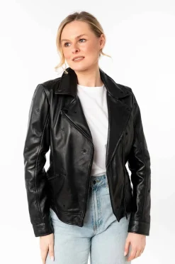 Cazadora de Cuero Mujer mauritius hoshie 1101 0765 black