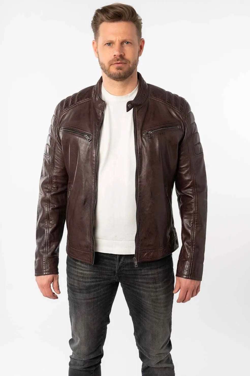 Cazadora de Piel Hombre Gipsy GBDerry 1201 0770 dark oxred